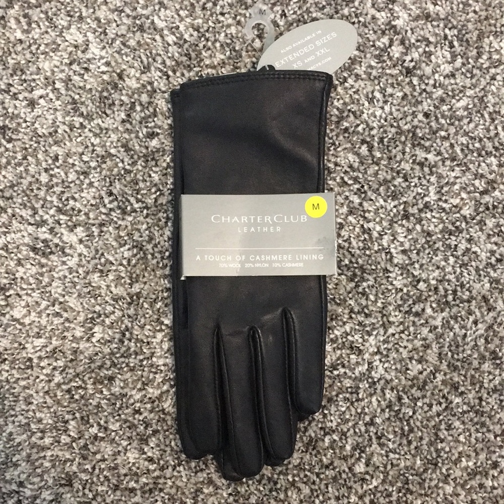 NWT Charter Club Leather Gloves FREE SHIPPING